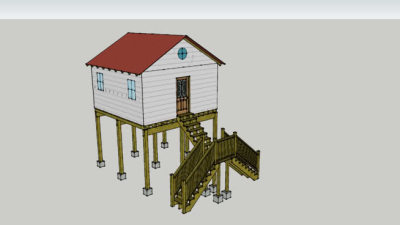 楼梯高跷屋SU模型下载_sketchup草图大师SKP模型