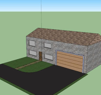 一体式独栋车库住宅SU模型下载_sketchup草图大师SKP模型