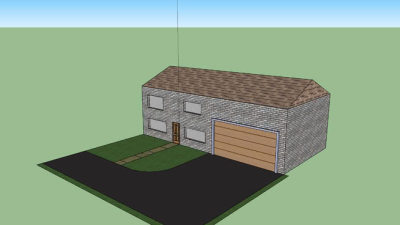 一体式独栋车库住宅SU模型下载_sketchup草图大师SKP模型