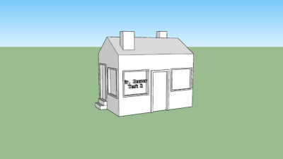 小型烟囱房屋白模SU模型下载_sketchup草图大师SKP模型