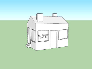 小型烟囱房屋白模SU模型下载_sketchup草图大师SKP模型