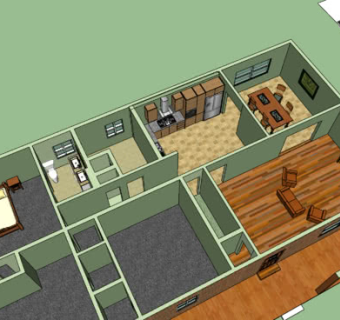 住宅户型家居设计SU模型下载_sketchup草图大师SKP模型