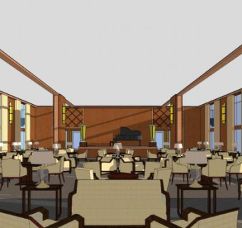 现代头等舱大厅SU模型下载_sketchup草图大师SKP模型