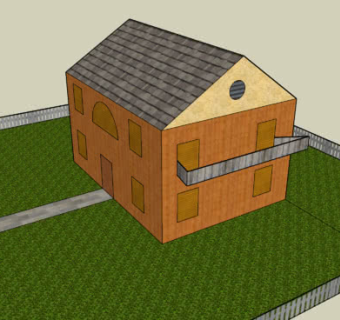 双层木屋庭院SU模型下载_sketchup草图大师SKP模型
