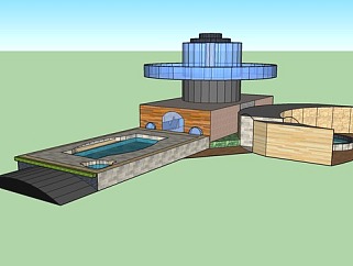 带有<em>游泳池</em>的简单现代住宅SU模型下载_sketchup草图...