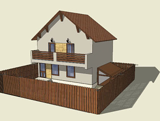 <em>带</em>庭院的现代住宅SU模型下载_sketchup草图大师SKP模型