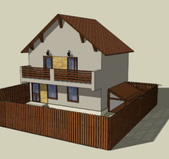 带庭院的现代住宅SU模型下载_sketchup草图大师SKP模型