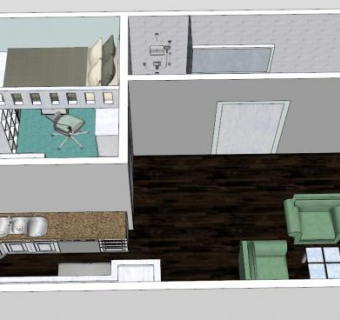 现代1号公寓室内装修SU模型下载_sketchup草图大师SKP模型