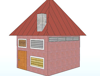 简易小型烟囱房屋SU模型下载_sketchup草图大师SKP模型