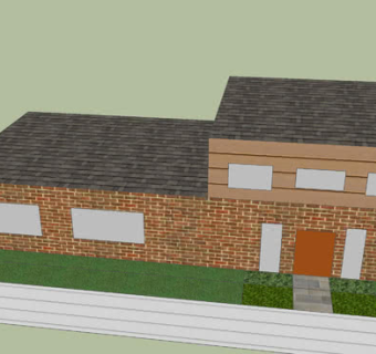红砖房屋泳池建筑SU模型下载_sketchup草图大师SKP模型