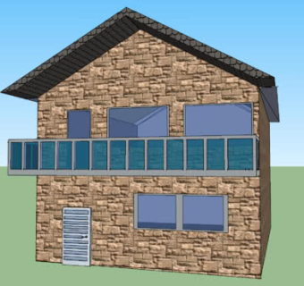 石砖阳台房屋SU模型下载_sketchup草图大师SKP模型