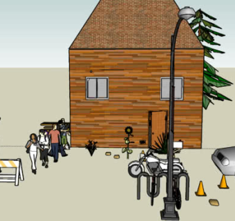 木屋和路边卡车设备SU模型下载_sketchup草图大师SKP模型