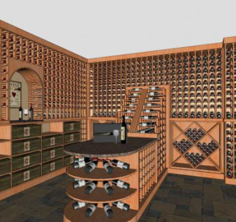 现代实木酒坛SU模型下载_sketchup草图大师SKP模型