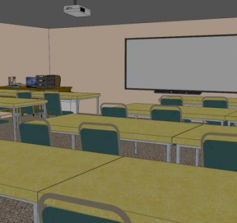 基础课堂教室SU模型下载_sketchup草图大师SKP模型