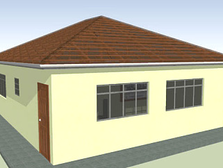 木架结构屋顶小平房SU模型下载_sketchup草图大师SKP模型
