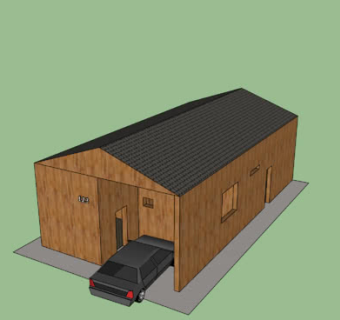 一体式木屋车库住宅SU模型下载_sketchup草图大师SKP模型