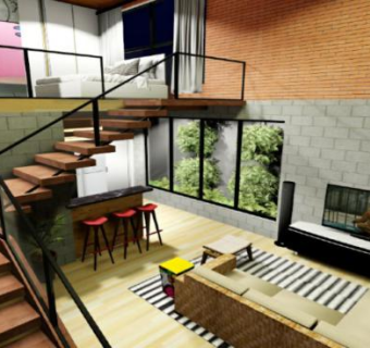 现代小畜生阁楼SU模型下载_sketchup草图大师SKP模型