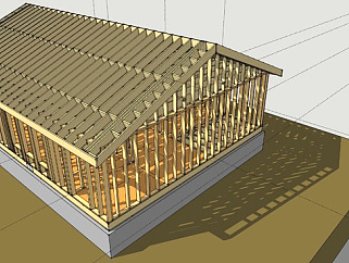 木构架房屋外观SU模型下载_sketchup草图大师SKP模型