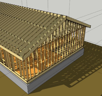 木构架房屋外观SU模型下载_sketchup草图大师SKP模型