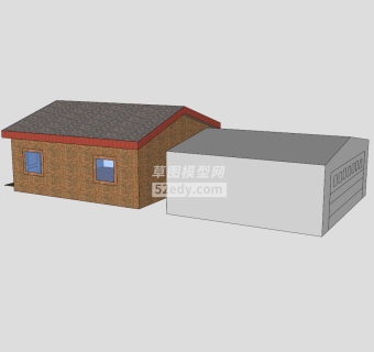带车库简易房屋的SU模型下载_sketchup草图大师SKP模型