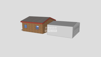 带车库简易房屋的SU模型下载_sketchup草图大师SKP模型