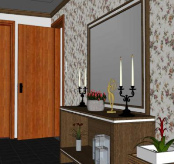 现代入口大厅装饰SU模型下载_sketchup草图大师SKP模型