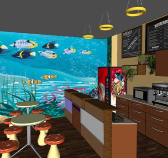 现代咖啡馆场所SU模型下载_sketchup草图大师SKP模型