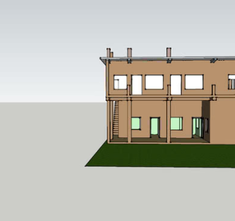现代双层平房住宅SU模型下载_sketchup草图大师SKP模型