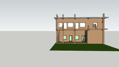 现代双层平房住宅SU模型下载_sketchup草图大师SKP模型