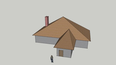 简易烟囱乡村房屋SU模型下载_sketchup草图大师SKP模型