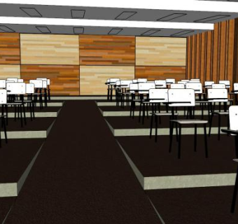 现代3号教室课堂SU模型下载_sketchup草图大师SKP模型