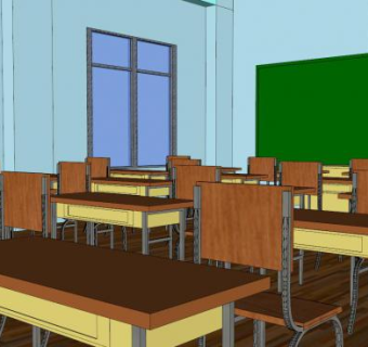 现代教室内部课堂SU模型下载_sketchup草图大师SKP模型