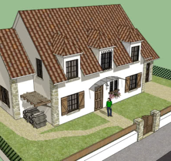 法式风格别墅独栋SU模型下载_sketchup草图大师SKP模型