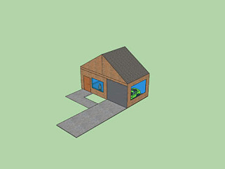 小型房屋和车库汽车SU模型下载_sketchup草图大师SKP模型