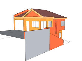 简易双层房屋住宅SU模型下载_sketchup草图大师SKP模型