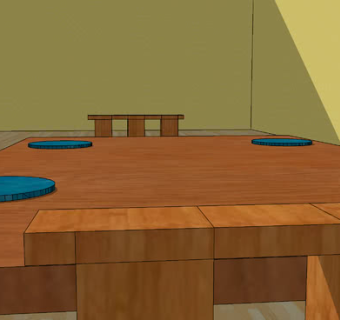 三面围墙房屋和桌椅SU模型下载_sketchup草图大师SKP模型