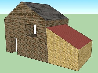 倾斜屋顶砖房建筑SU模型下载_sketchup草图大师SKP模型