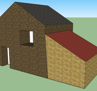倾斜屋顶砖房建筑SU模型下载_sketchup草图大师SKP模型