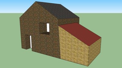 倾斜屋顶砖房建筑SU模型下载_sketchup草图大师SKP模型