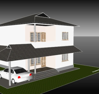 现代车棚住宅建筑SU模型下载_sketchup草图大师SKP模型