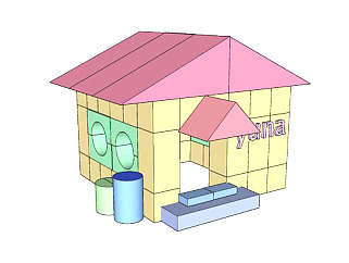 简易几何体<em>房屋</em>SU模型下载_sketchup草图大师SKP模型