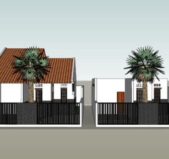 独户民居庭院SU模型下载_sketchup草图大师SKP模型