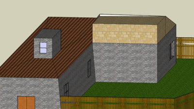 带围场庭院的住宅SU模型下载_sketchup草图大师SKP模型