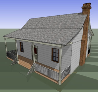 牧场烟囱木板房屋SU模型下载_sketchup草图大师SKP模型