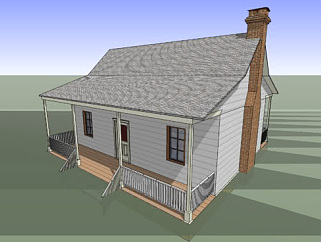 牧场烟囱木板房屋SU模型下载_sketchup草图大师SKP模型