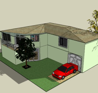 现代独栋车库住宅SU模型下载_sketchup草图大师SKP模型