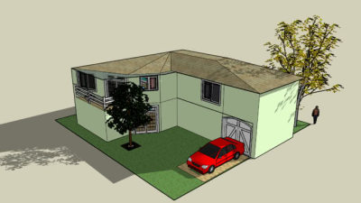 现代独栋车库住宅SU模型下载_sketchup草图大师SKP模型