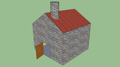 砖砌烟囱房屋SU模型下载_sketchup草图大师SKP模型