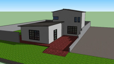 现代房子庭院住宅SU模型下载_sketchup草图大师SKP模型