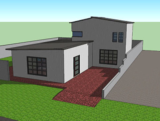 现代房子庭院住宅SU模型下载_sketchup草图大师SKP模型